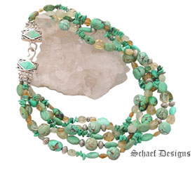 Turquoise, Citrine, Prehnite & Sterling Silver Necklace from the Schaef Designs Signature Collection 2008